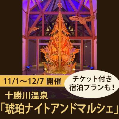 【11/1～12/7 開催】琥珀色に染まる夜の温泉街——十勝川温泉「琥珀ナイトアンドマルシェ」