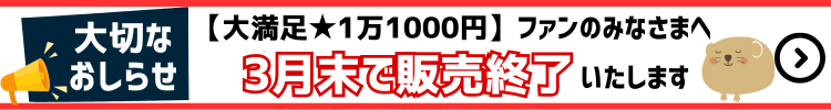 「皆様に大切なおしらせ」3月末で【大満足★1万1000円】が販売終了します