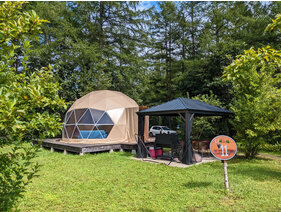 ［ドームテント］グランピング‐屋根付BBQスペース完備‐