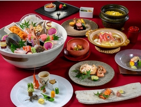 ■至高会席「茜山膳」一例／地域と季節が育んだ特選素材を使用した和食会席