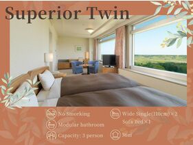 【スーペリアツイン】23平米／ワイドシングルベッド×2＋ソファベッド
