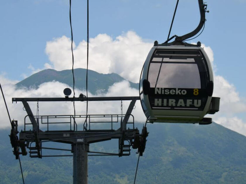 羊蹄山を正面に見ながらゴンドラに乗って標高約750mへ。約8分間の空中散歩が楽しめます