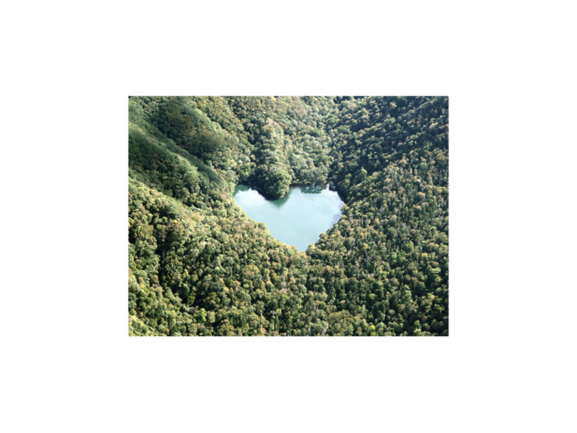 豊かな緑に縁取られたハート形の湖。その面積は4万2500㎡、周囲約1.5km・水深約20mです