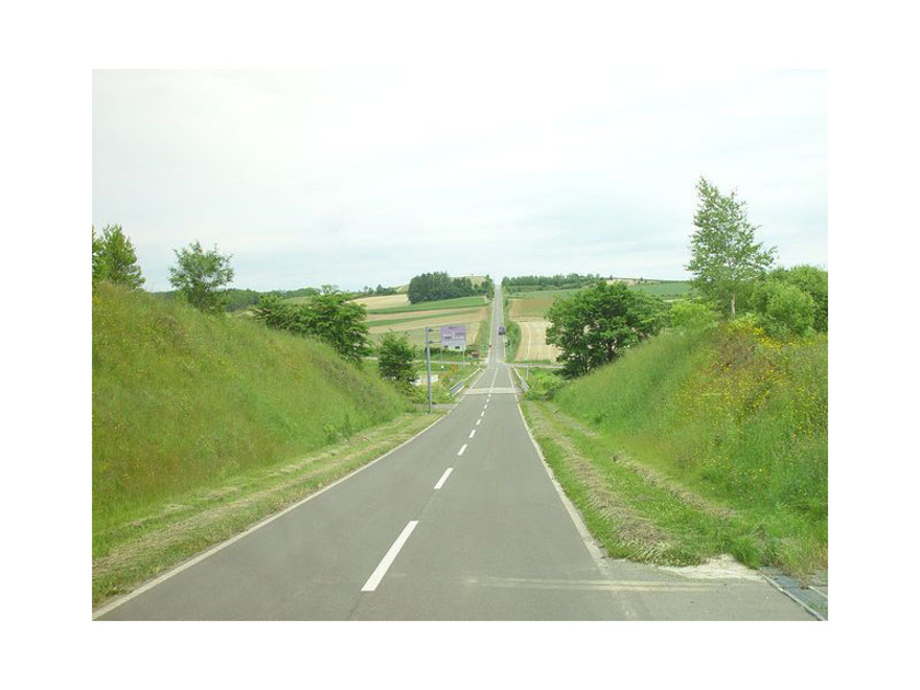 天に伸びるように、まっすぐと続く道の横に広大な田園などが延々と続く景観は見惚れるほど。ただし、あくまでも道路なので道の途中に駐車などはしないでください