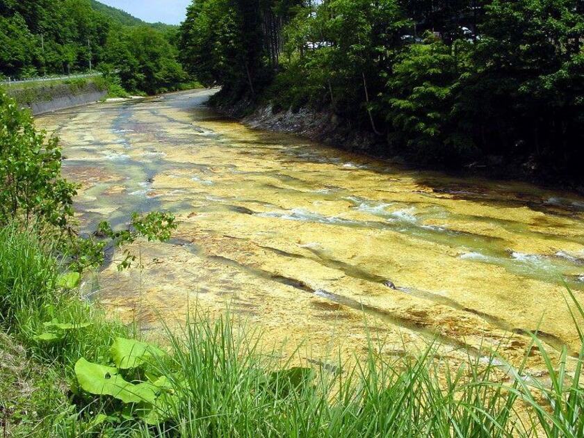 北湯沢温泉沿いに流れる長流川を華麗に装う白絹の床は、川水と岩盤の彩りによって、鮮やかな景観をつくっています