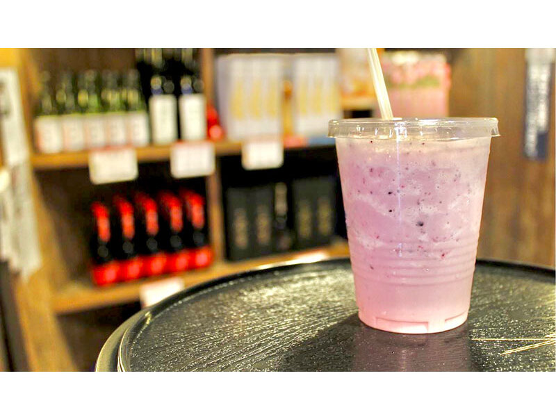 田中酒造の新鮮な酒粕と豆乳、アロニアが入った爽やかな1杯。パウチタイプで販売します