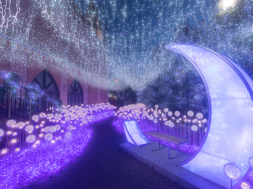 教会の木々を彩る10000球のイルミネーションと新たに誕生した「月のフォトスポット」