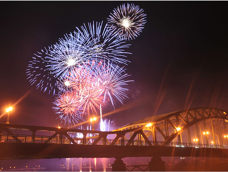 夏の夜空を鮮やかに彩る道新納涼花火大会